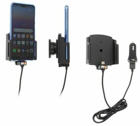 Uchwyt uniwersalny regulowany do smartfonów bez futerału oraz w futerale lub etui o wymiarach: 75-89 mm (szer.), 2-10 mm (grubość) z wbudowanym kablem USB-C oraz ładowarką samochodową
